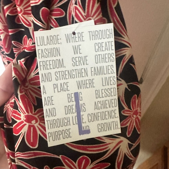 NWT LULAROE Joy Duster Vest In Black and Red Floral - Size Large - Picture 3 of 7